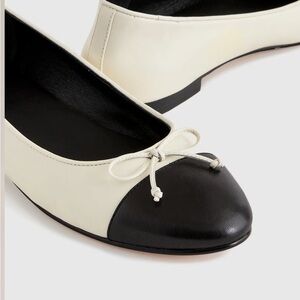 Quince Women Italian Leather Cap-Toe Ballet Flat Cream Shoes 10 brand new